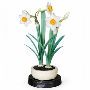 Antique Japanese Meiji Period Narcissus Okimono Botanical Sculpture c. 1800’s